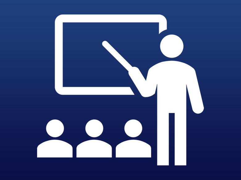 icon of a teacher in front of a blackboard